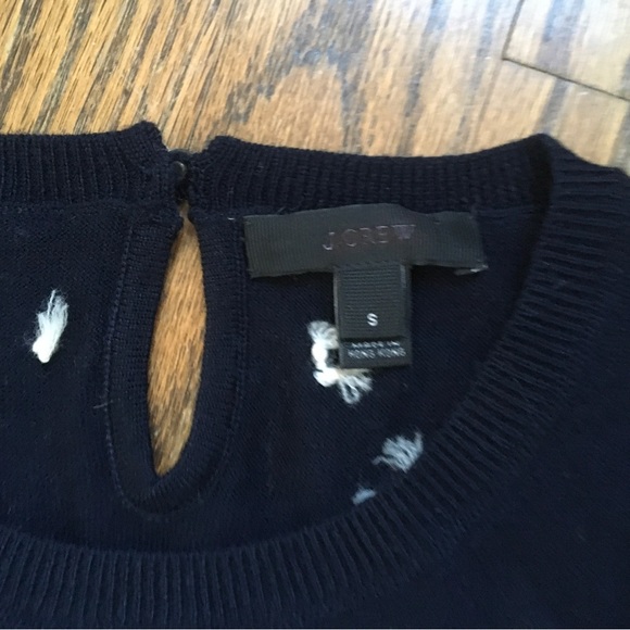 J Crew merino wool navy blue sweater with detail. Size small - Picture 4 of 5